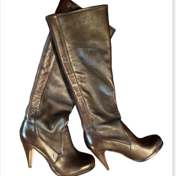 Coach KRISTA Tall Riding Leather Boots 7.5B Brown Calf Glove Fashion - Picture 4 of 12